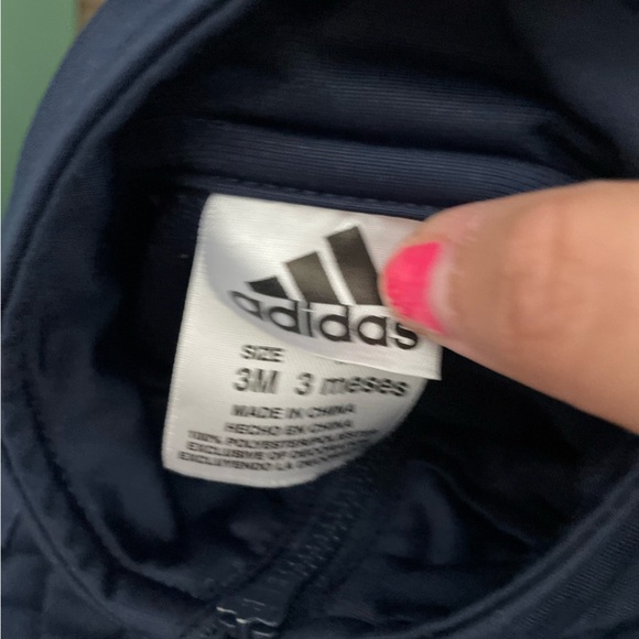 Adidas Baby Boy Dark Blue Jacket with White Logo size 3M - Picture 2 of 5
